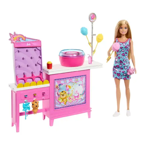 Barbie Malibu e Chiosco Zucchero Filato con 20 Accessori