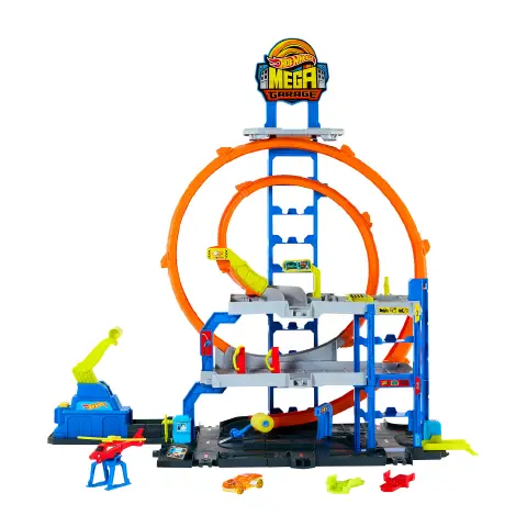 Hot Wheels City Mega Gigaloop Garage con 1 Auto e Elicottero