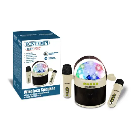 Cassa Karaoke Wireless con 2 Microfoni e Luci LED RGB