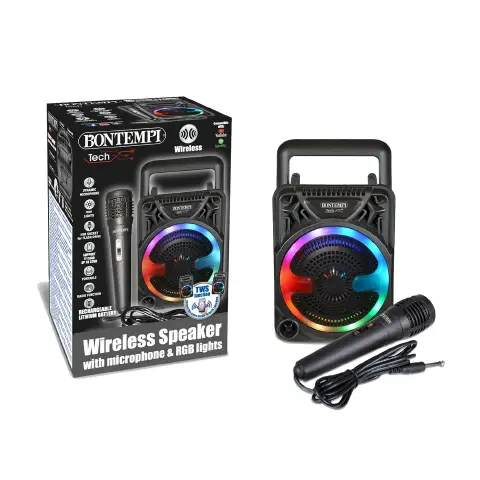 Mini Speaker Wireless con Microfono e Luci RGB TWS