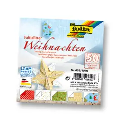 Carta Origami Natalizia - 50 Fogli 10x10 cm - 10 Fantasie