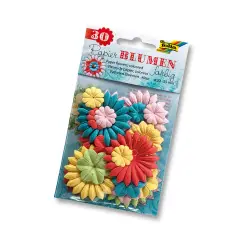 Colored Paper Flowers 20/55mm. 30Pcs.