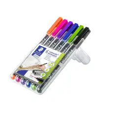 Staedtler Lumocolor Permanent Markers Fine Tip 0.6 mm, 6-Color Case