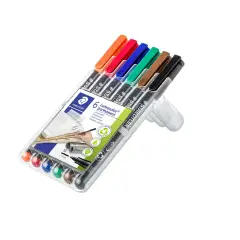 Staedtler Lumocolor Permanent Markers Medium Point 1 mm, 6-Color Case