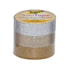 Gold Glitter Decorative Tape 3 Rolls 15mm. x 5mt