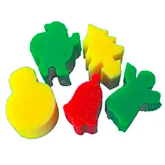 Christmas Shaped Sponges 5 subjects (angel, fir tree, bell, puppet, Santa Claus)