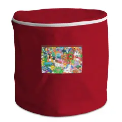Round Folding Bag with Pocket and Zip Red