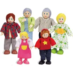 Happy Family with Grandparents Caucasian Wooden 6Piece Hape E3500