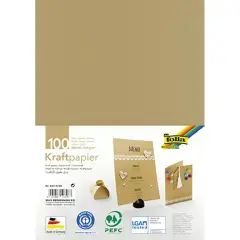 Carta Avana Kraft Riciclata 120 g/mq – Formato A4 – 100 Fogli