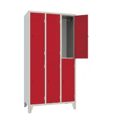 Classic 6-Place File Cabinet - Red Doors - CAM Compliant