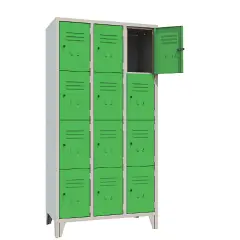 Classic 12-Place Green Doors Locker Cabinet - CAM Compliant