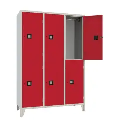 Square File Cabinet 6 Places - Red Doors - CAM Compliant
