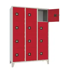 Square File Cabinet 12 Doors Red - CAM Compliant
