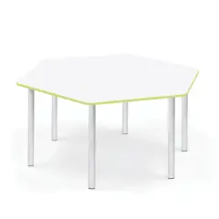 Hexagonal Table With Lime Edge H 40-58 Cm. For Innovative School Environments