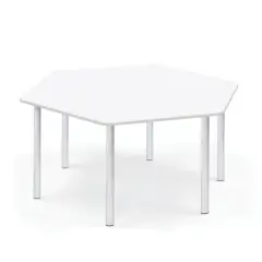 Hexagonal School Table with Grey Edge H 40-58 cm.