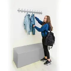 Two-seater Welcoming Gray Ottoman For A Modern School