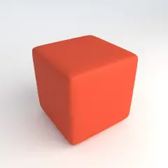 Square H 40 Orange Fireproof Faux Leather Pouf For An Innovative School