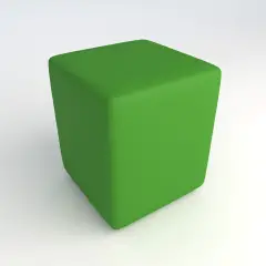 Square H 46 Green Fireproof Faux Leather Pouf For An Innovative School Environment