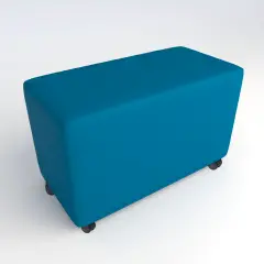 Faux Leather Fireproof 2 Seater Ottoman with Wheels H 46 Light Blue