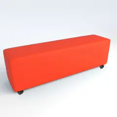 Fireproof faux leather ottoman 4 Seats with Wheels H 46 Orange