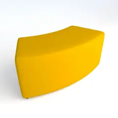 Curved Flame Retardant Faux Leather Pouf 45. H 46 Yellow For Innovative School Environments