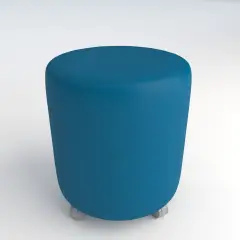Faux Leather Fireproof Round Ottoman on Wheels H 40 Light Blue For Innovative School Environments