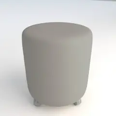 Faux Leather Fireproof Round Ottoman on Wheels H 40 Gray For Innovative School Environments