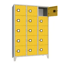 15-Place Square File Cabinet - Yellow Doors - CAM Compliant