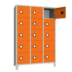15-Place Square File Cabinet - Orange Doors - CAM Compliant