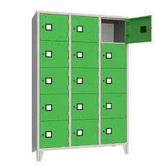 15-Place Square File Cabinet - Green Doors - CAM Compliant