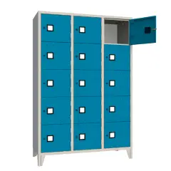15-Place Square File Cabinet - Blue Doors - CAM Compliant