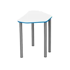 Tavolo Trapezio - Altezza Regolabile 64-82 cm - Bianco con Bordo Blu - Conforme CAM