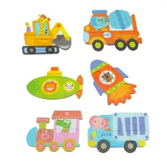 Puzzle Progressivi 6 Veicoli in Cartone per i Bambini più Piccoli, 31 Tessere in Scatola