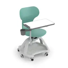 Mia Table Chair on Wheels with Backpack Holder Size 7 Sage Green For Innovative School Environments