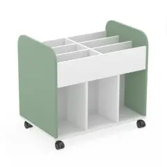 VICTORY BOOK TROLLEY CM.56X84X77H WHITE/SAGE