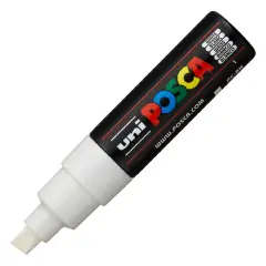 Pennarello Uni Posca Marker - Punta Scalpello 8 mm - Bianco