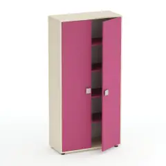 Kubò Birch Nursery School Cabinet 2 Doors H 180 cm. Fuchsia - CAM Compliant