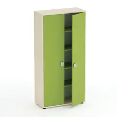 Kubò Birch 2 Doors H 180 cm Nursery School Cabinet. Kiwi Green - CAM Compliant