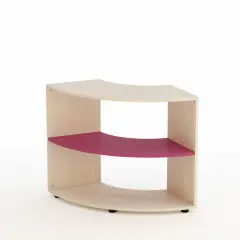 Kubò School Cabinet Birch Curved Corner H 75 cm. Fuchsia Shelves - CAM Compliant