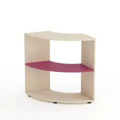 Kubò School Cabinet Birch Curved Corner H 90 cm. Fuchsia Shelves - CAM Compliant