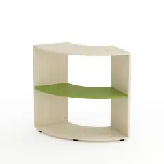 Kubò School Cabinet Birch Curved Corner H 90 cm. Kiwi Green Shelves - CAM Compliant