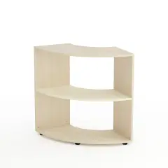 Kubò School Cabinet Birch Curved Corner H 90 cm. Magnolia Shelves - CAM Compliant