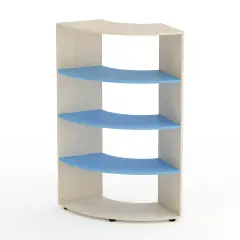 Kubò School Cabinet Birch Curved Corner H 150 cm. Blue Horizon Shelves- CAM Compliant