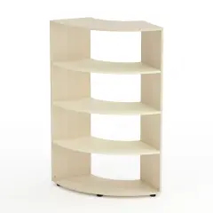 Kubò School Cabinet Birch Curved Corner H 150 cm. Magnolia Shelves - CAM Compliant