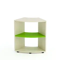 Kubò Birch Curved School Cabinet 60 Degrees H 75 cm. Kiwi Green Shelves - CAM Compliant