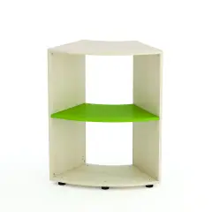 Kubò Birch Curved School Cabinet 60 Degrees H 90 cm. Kiwi Green Shelves - CAM Compliant