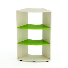 Kubò Birch Curved School Cabinet 60 Degrees H 110 cm. Kiwi Green Shelves - CAM Compliant