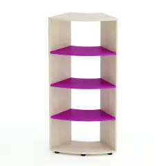 Kubò Birch Curved School Cabinet 60 Degrees H 150 cm. Fuchsia Shelves - CAM Compliant