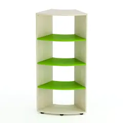 Kubò Birch Curved School Cabinet 60 Degrees H 150 cm. Kiwi Green Shelves - CAM Compliant