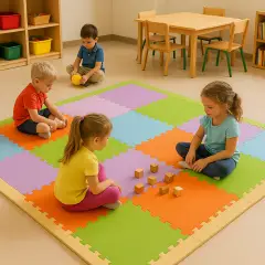 Tappetini Puzzle per Bambini in EVA 60x60 cm – Set 16 Pezzi Pastello